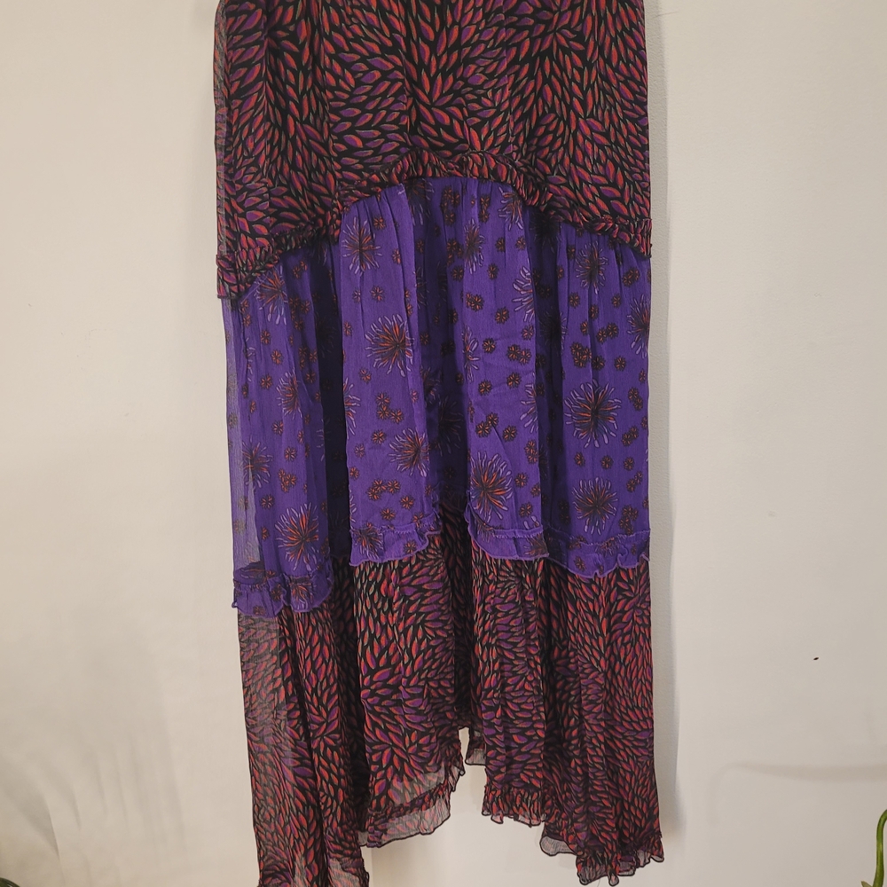 ba&sh Purple and Black High Low Skirt
